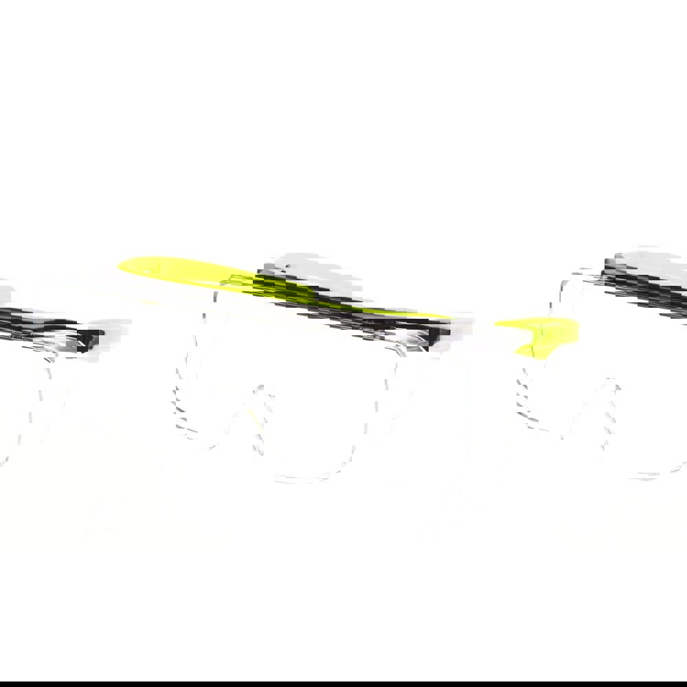 Klondike. OTG Series Over the Glass Safety Glasses Clear MAX36. Anti-Fog Anti-Scratch Lens Black Frame and Hi-Vis Lime Temples 3 Position Adjustable Temple Length